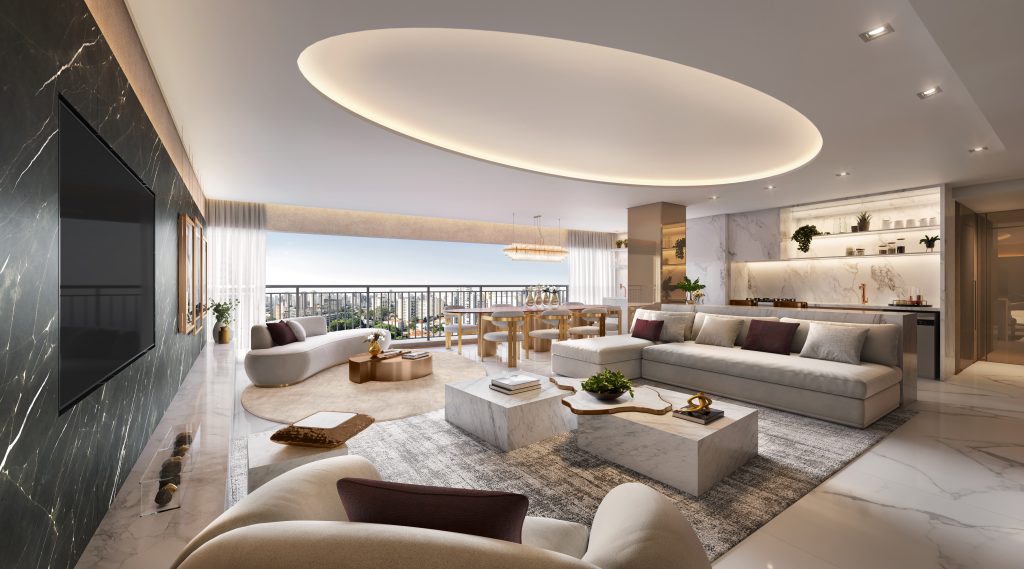 Living do apartamento decorado de 162 m² do PETRA by Boca do Lobo